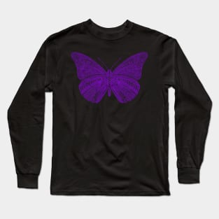 Butterfly design created using line art - purple version Long Sleeve T-Shirt